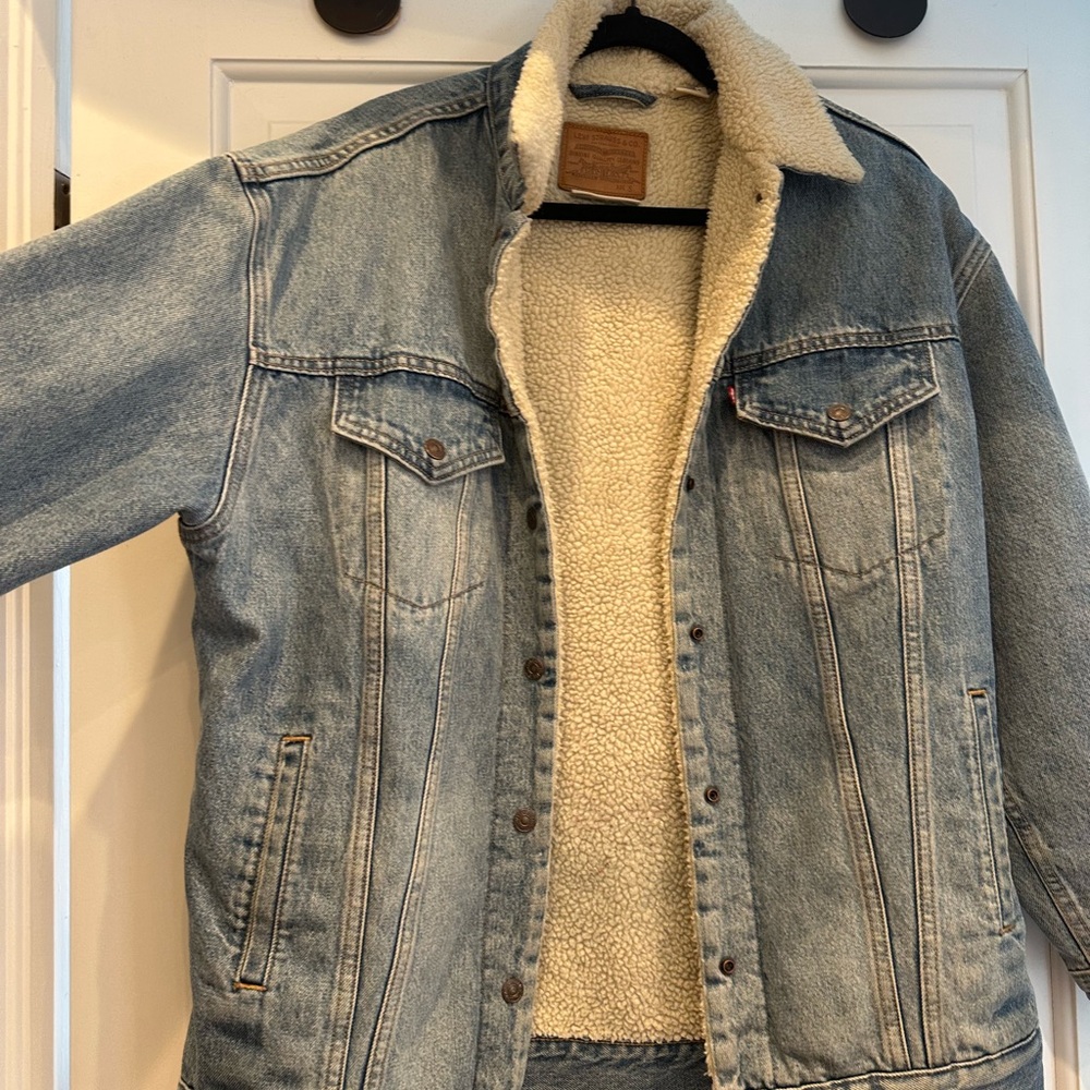 Levi's Blue Denim Sherpa Jacket